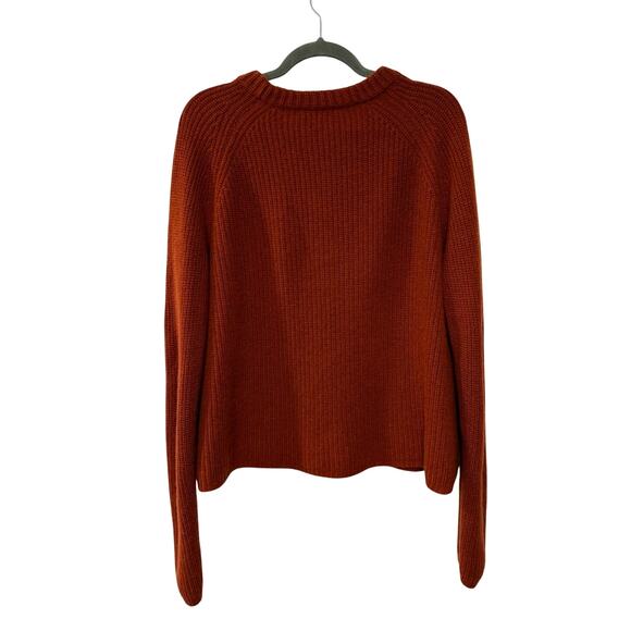 NWT! Jenni Kayne XL 100% Cashmere $425 Fisherman Sweater Crewneck Rust Red - Picture 4 of 10